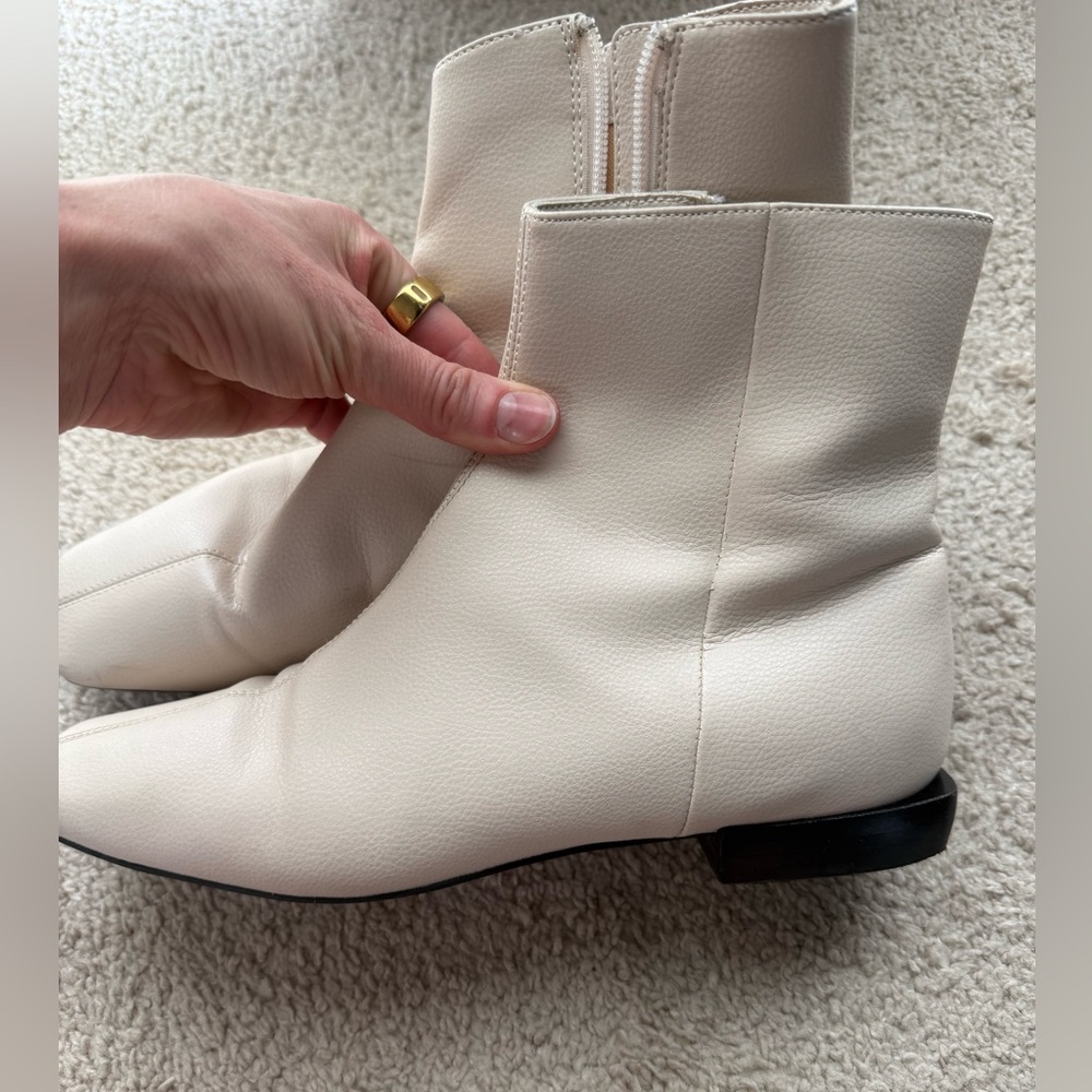 Cream Women's Leather Ankle Boots